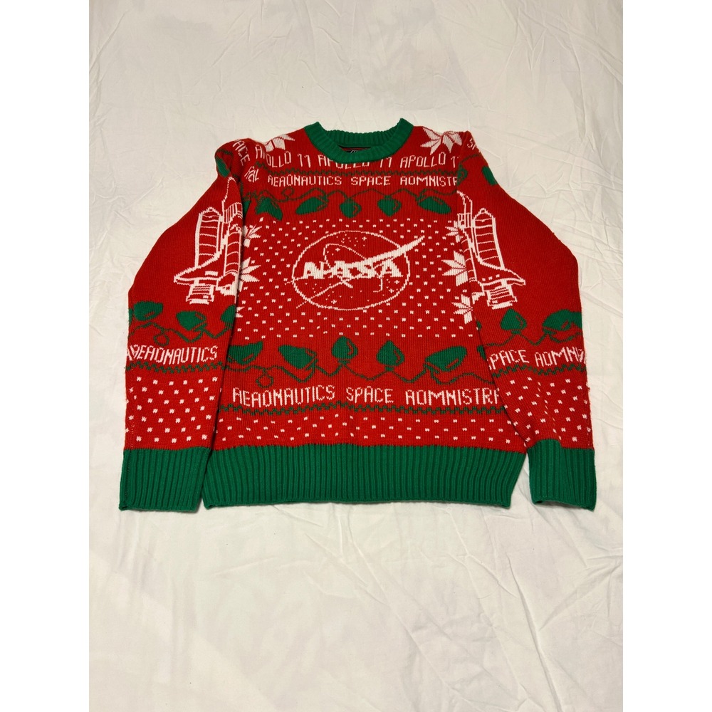 Creative Empire NASA Apollo 11 Space Shuttle Christmas Sweater Mens Medium Red